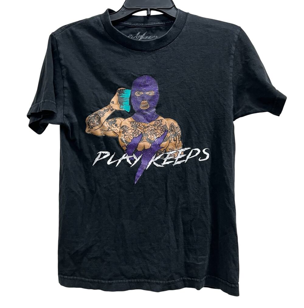 Play4keeps alternative punk thrashed black tee  SZ S